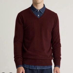 Calvin Klein Extra Fine Merino Wool V-neck Sweater Mens Medium Dark Chestnut NWT